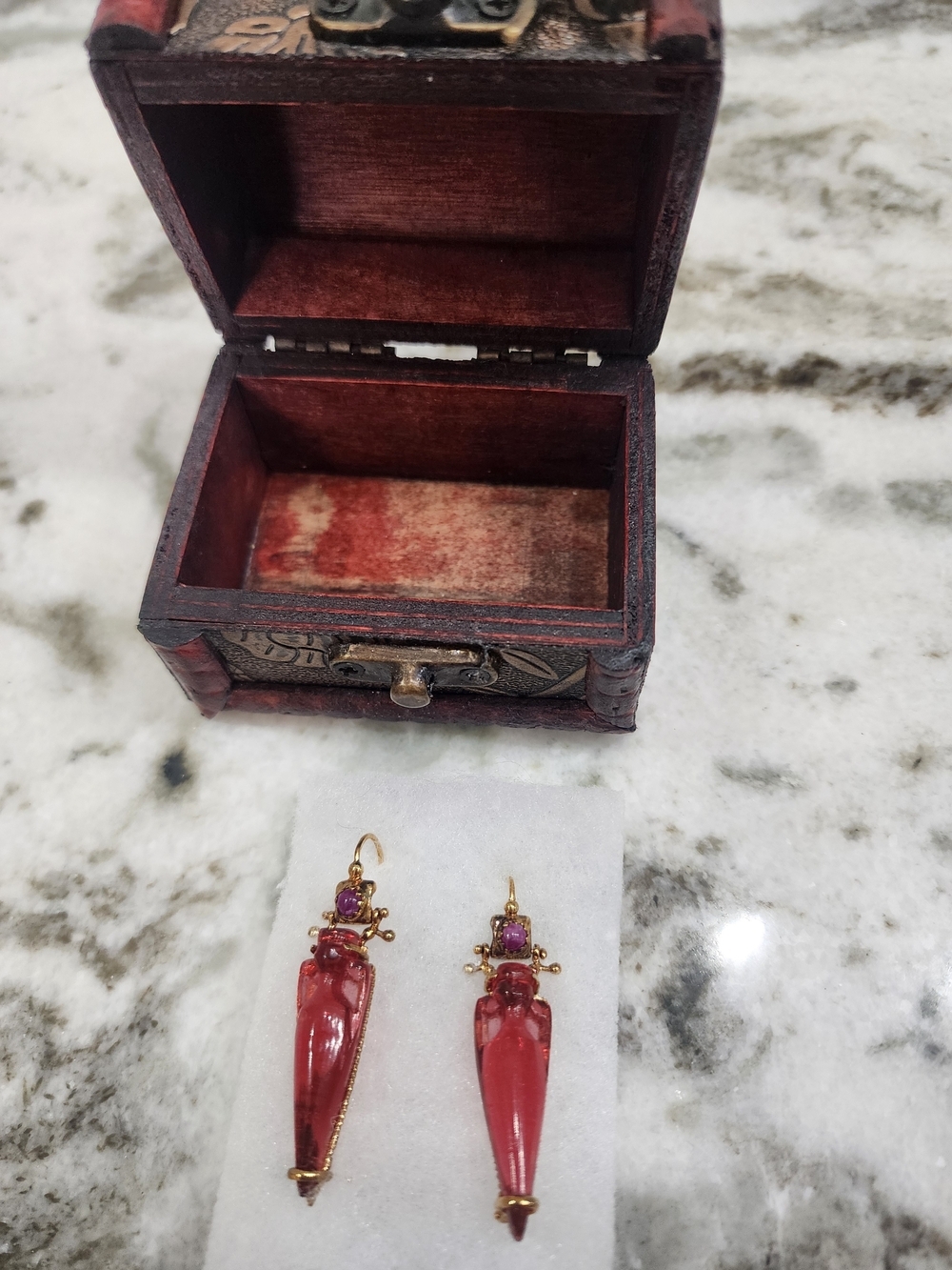 Tagliamonte Gold-Tone Red Drop Earrings with Purple Accent Stones
